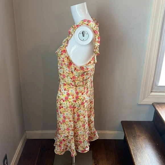Anthropologie X If By Sea Yellow Floral Ruffle Sleeve Dress Size Medium - Picture 5 of 10